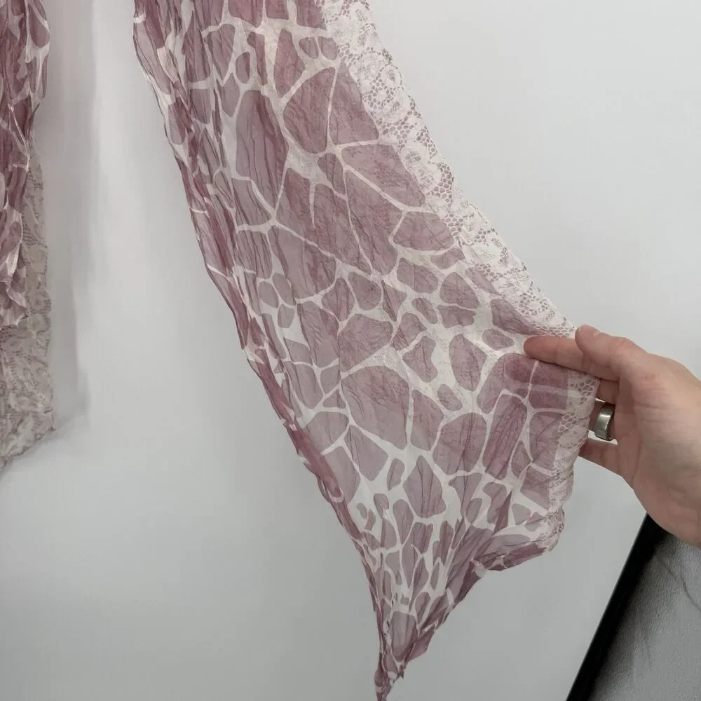 Furla Polka Dot Silk Scarf Flowy Animal Print Lace Designer Accessory